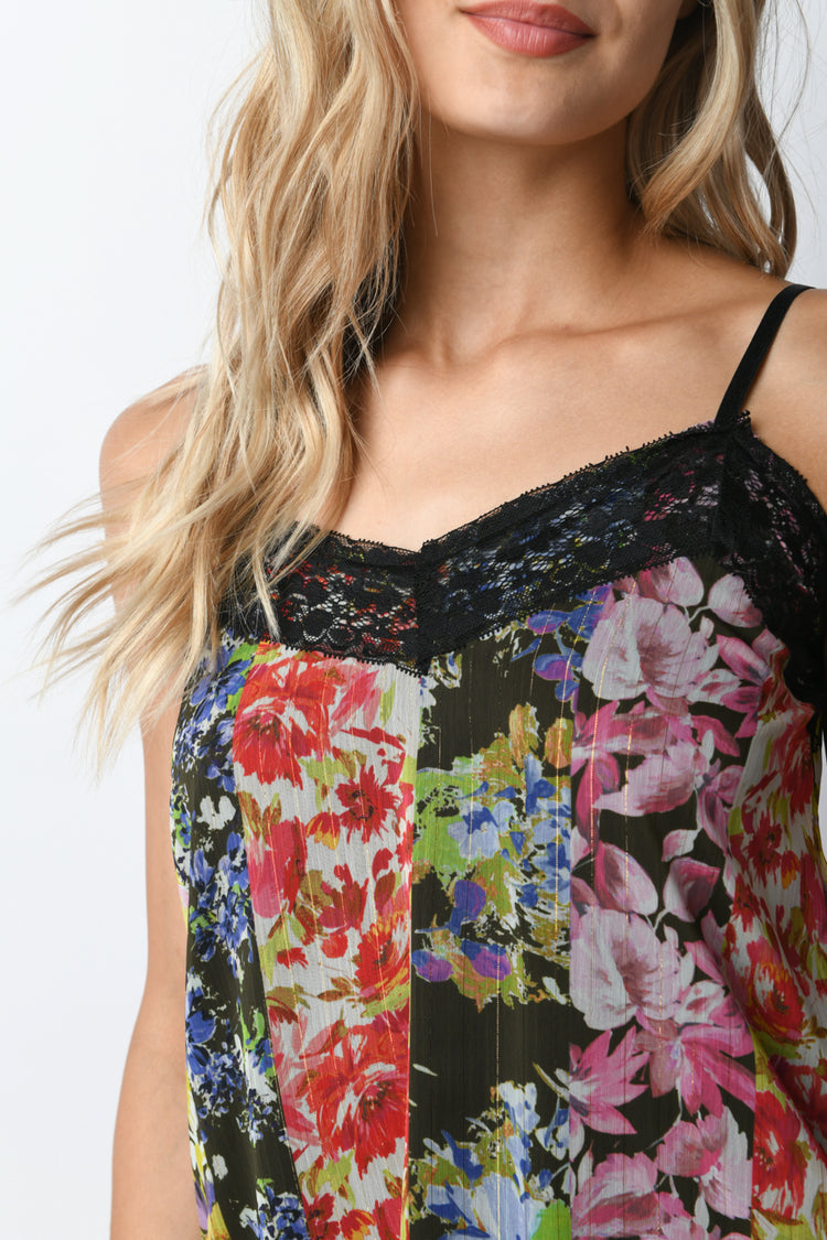 Floral print lace camisole
