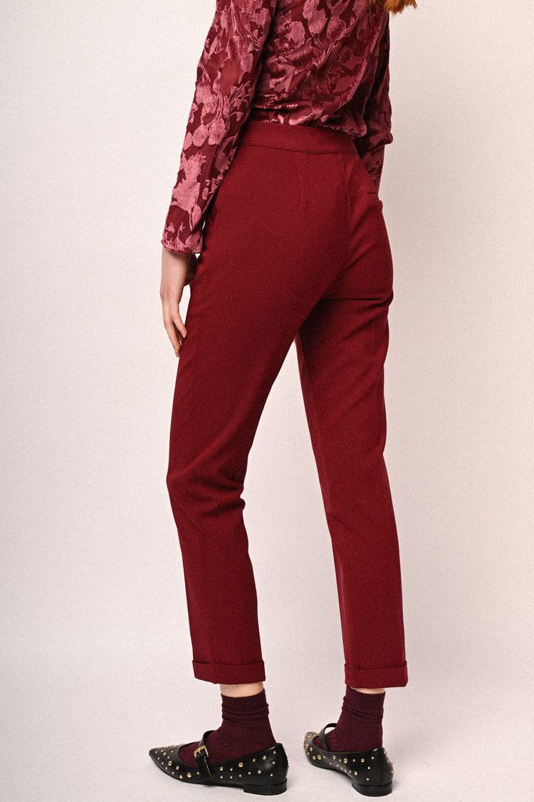 Turn-up slim-fit trousers