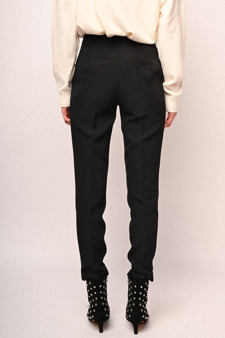 Turn-up slim-fit trousers