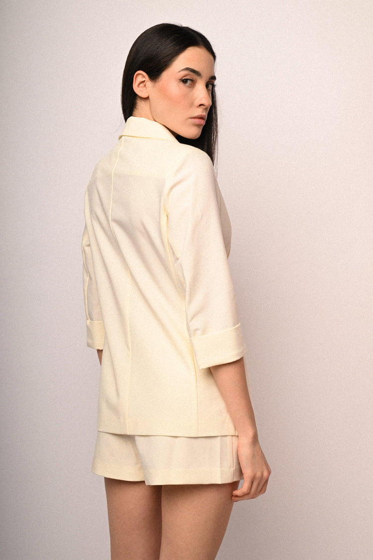 Cropped sleeves single-breasted blazer