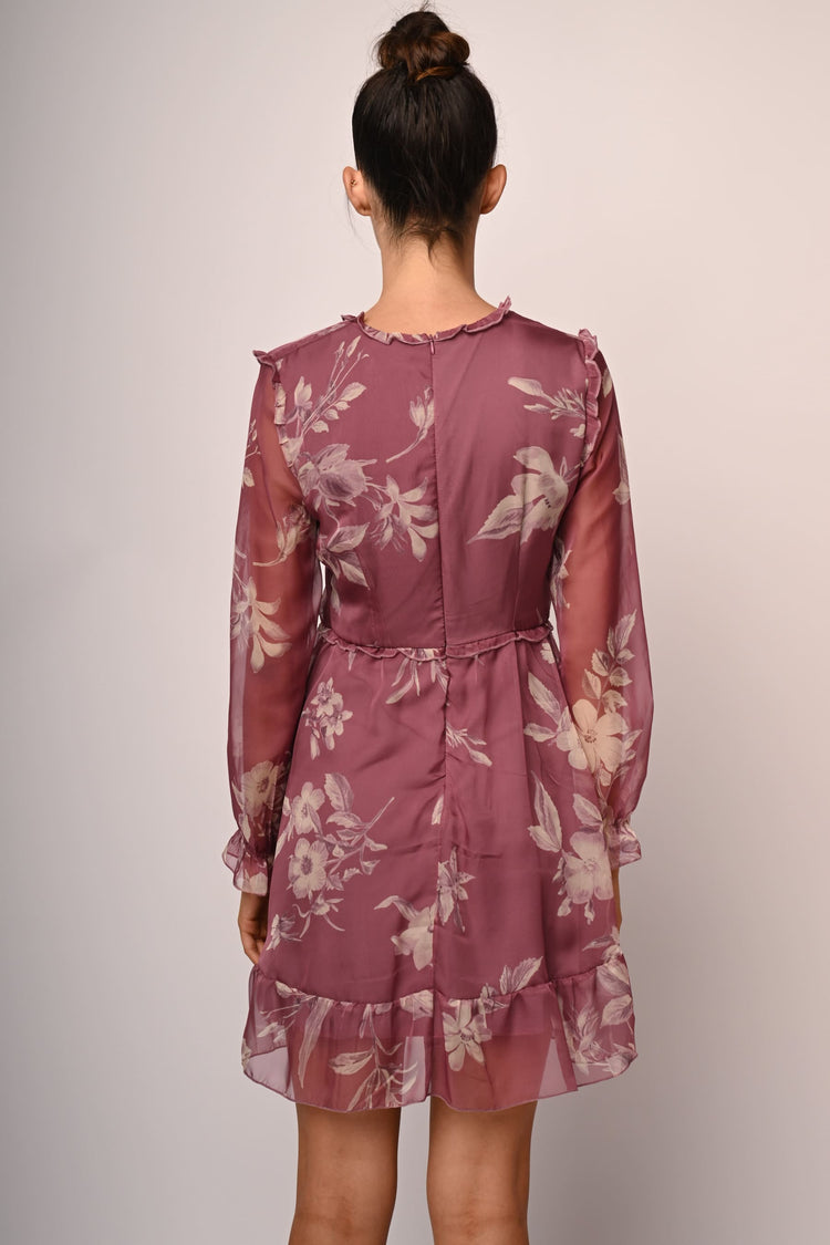 Floral print ruffled dress