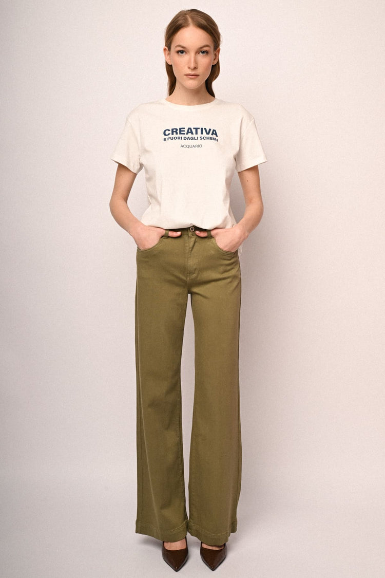 Wide-leg drill trousers