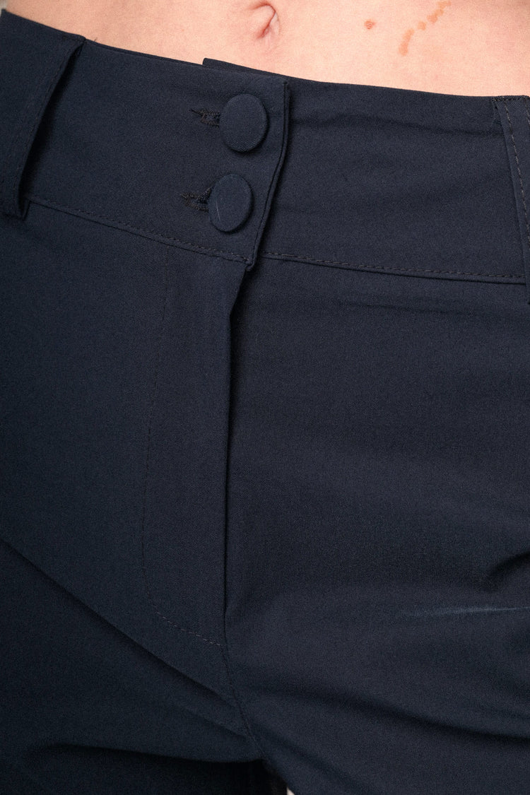 Blue viscose-blend tun-up slim-fit trousers