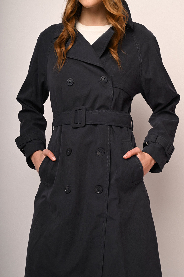 Belted double-breasted trench coat