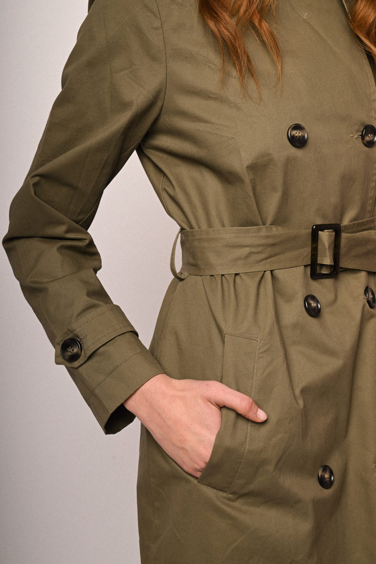 Belted double-breasted trench coat