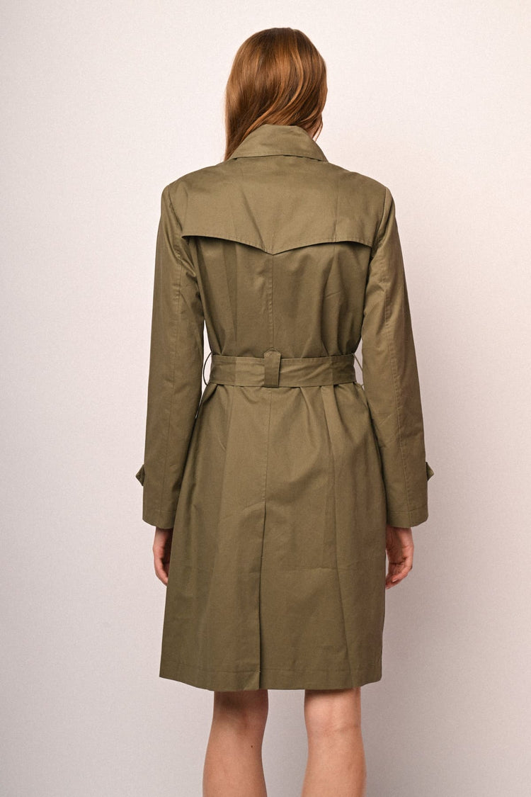Belted double-breasted trench coat