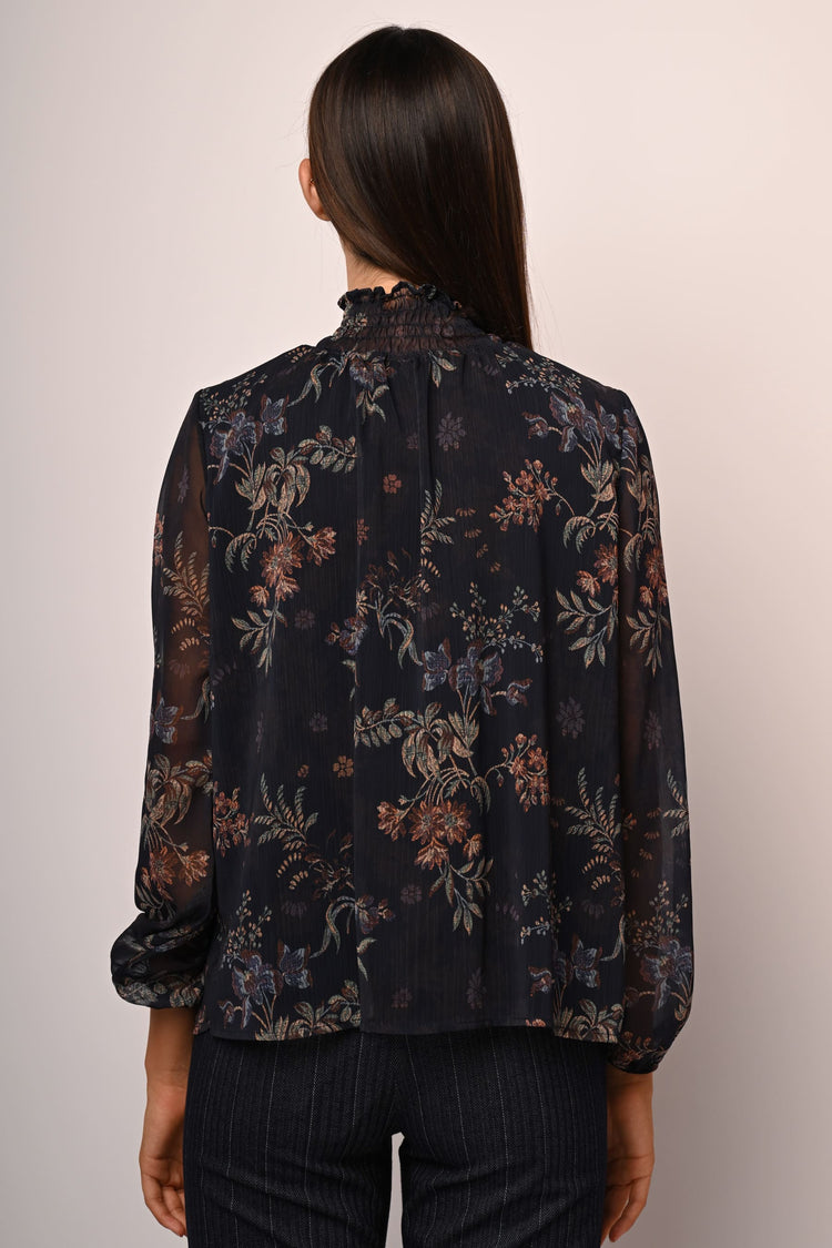 Floral print tulle top