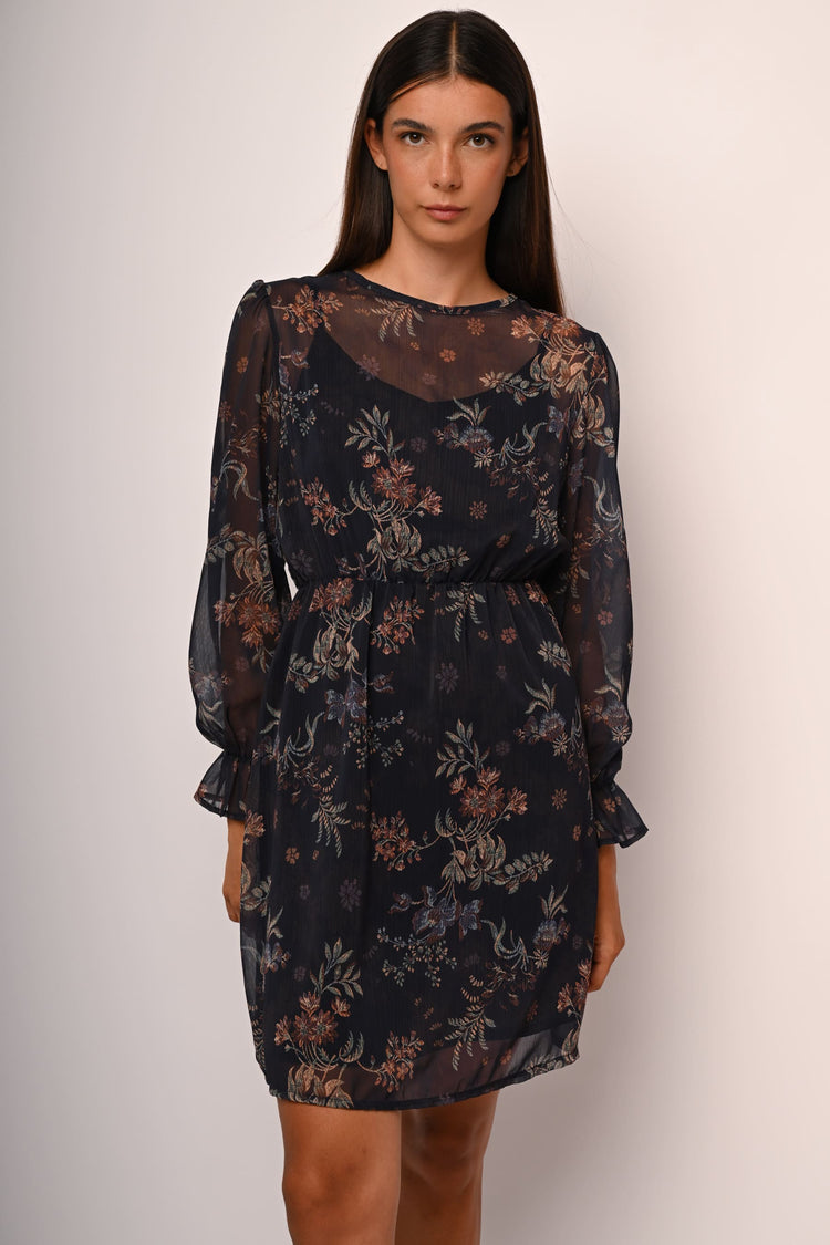 Floral print tulle mini dress