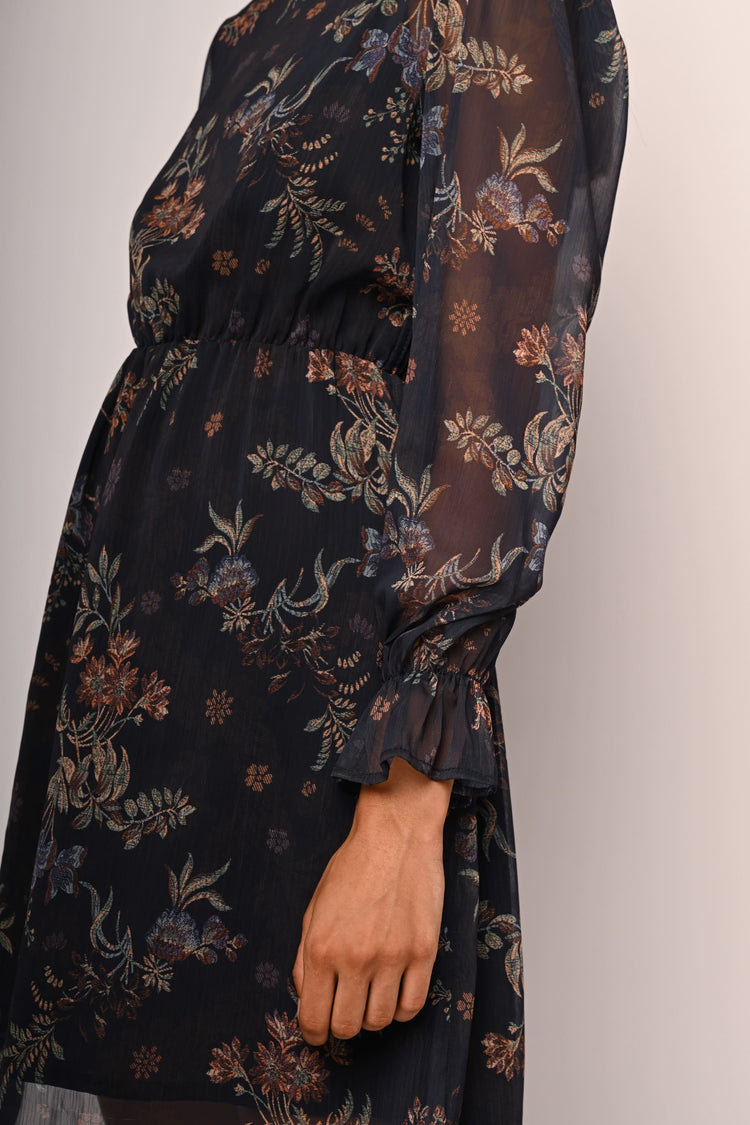Floral print tulle mini dress