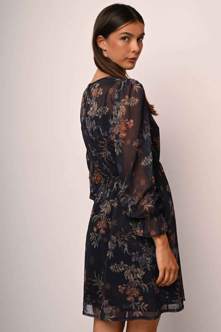 Floral print tulle mini dress