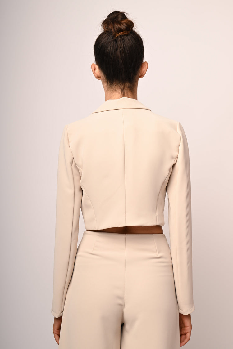 Self-tie straps cropped blazer