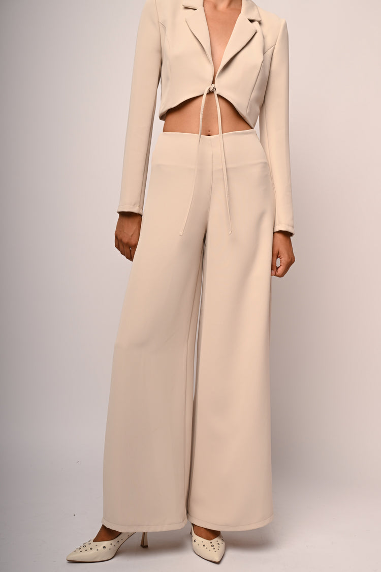 Zip wide-leg trousers