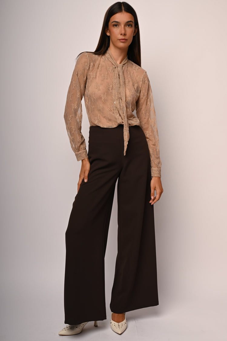 Zip wide-leg trousers