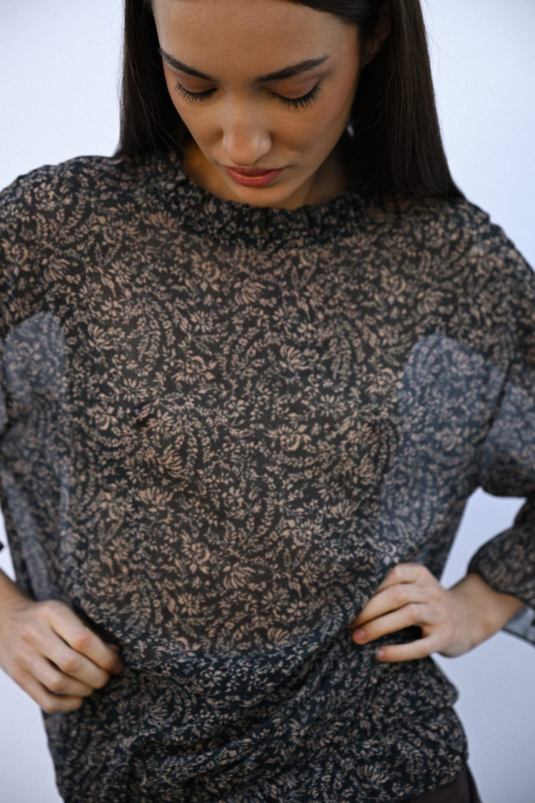 Micro floral print blouse
