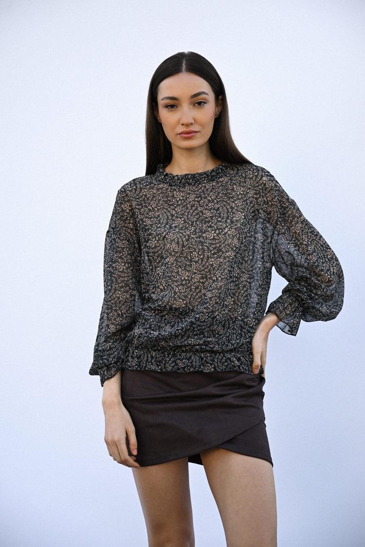 Micro floral print blouse