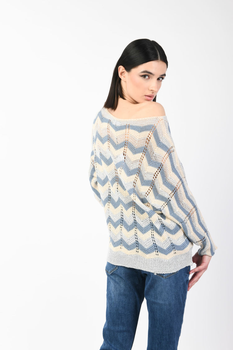 Zig-zag lamé knit sweater