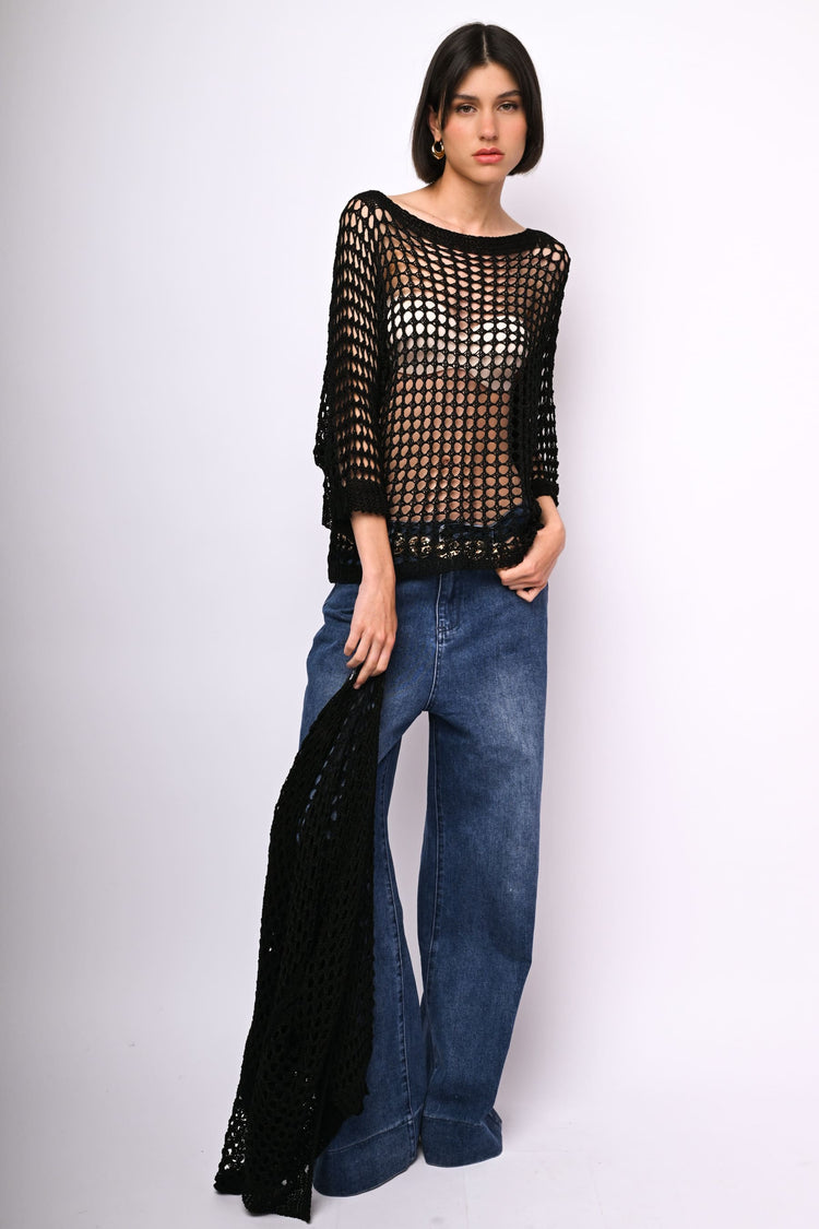 Crochet knit sweater