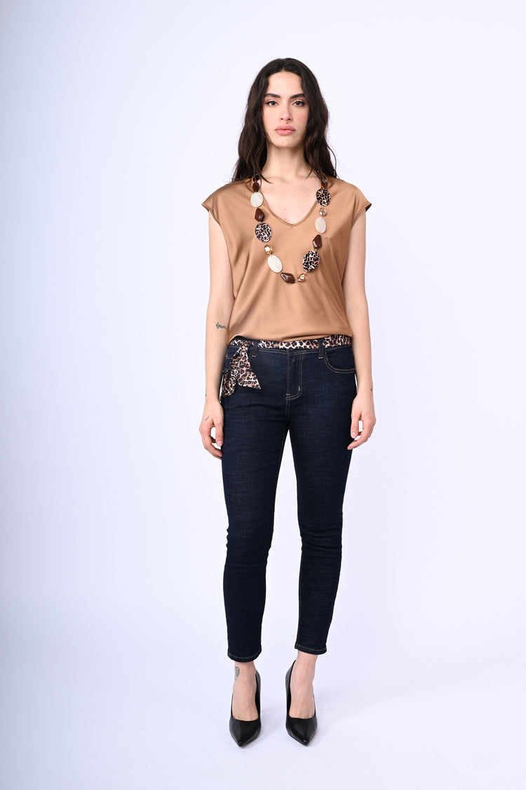 Animalier waist-band jeans