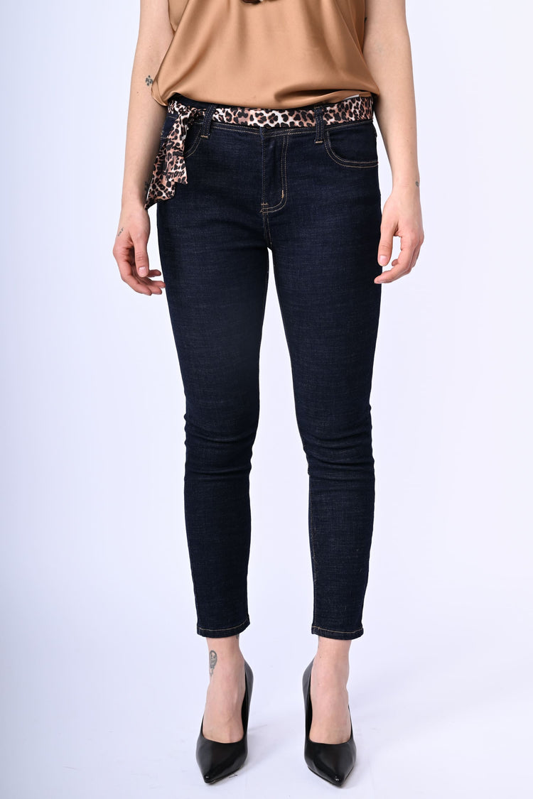 Animalier waist-band jeans