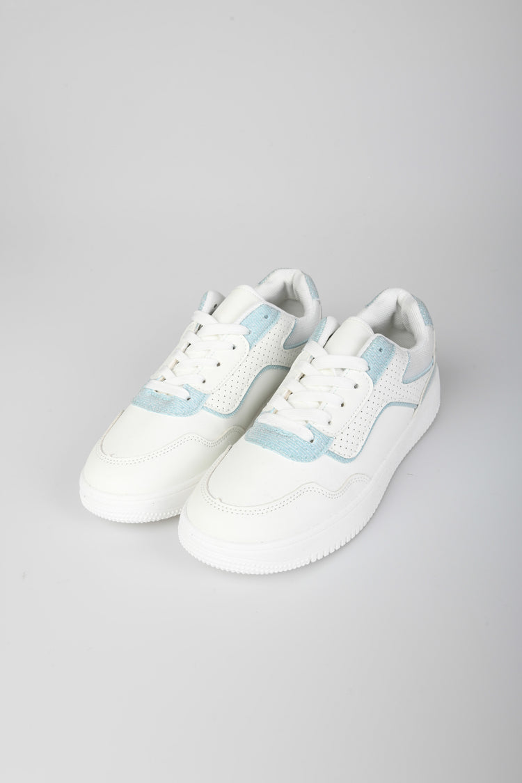 Faux leather and lamé fabric sneakers