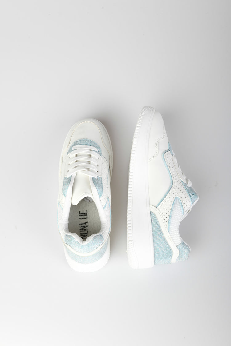 Faux leather and lamé fabric sneakers