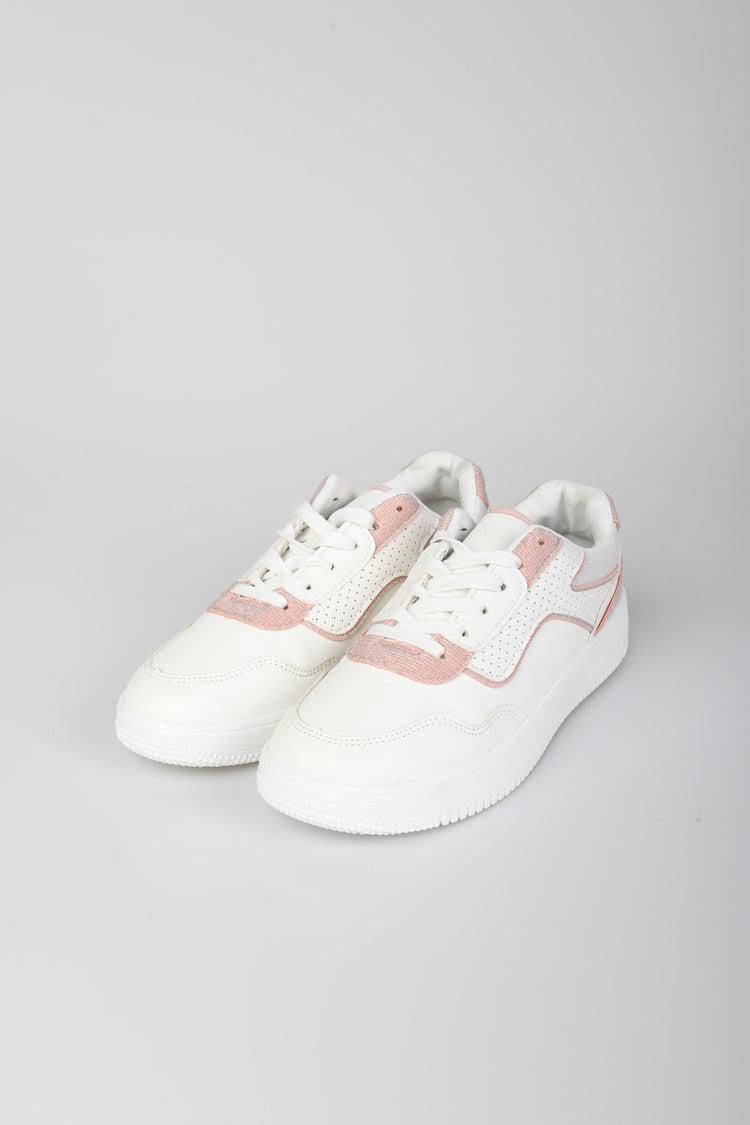 Faux leather and lamé fabric sneakers