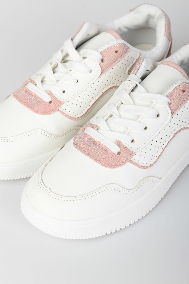 Faux leather and lamé fabric sneakers