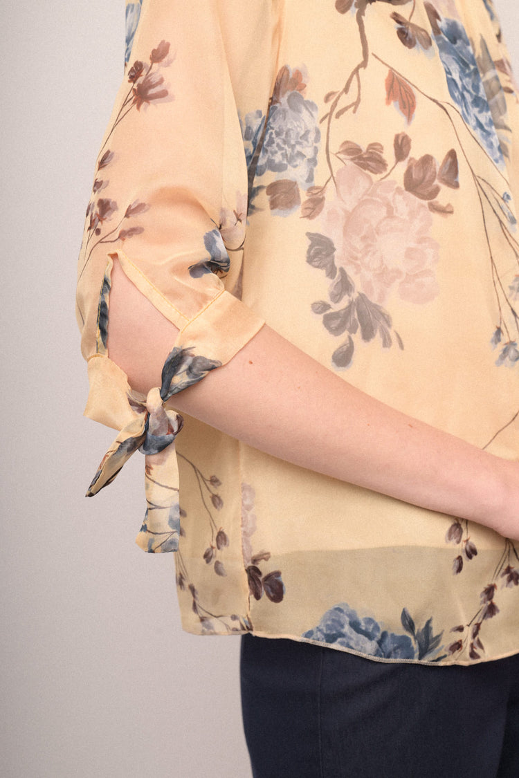 Butter yellow floral print blouse