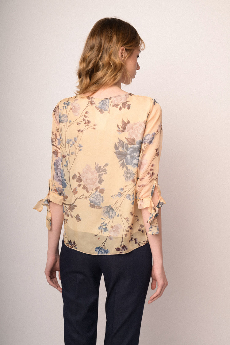 Butter yellow floral print blouse