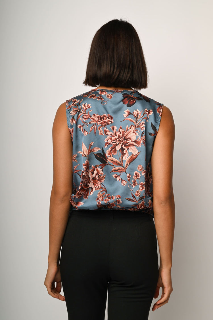 Floral print satin top