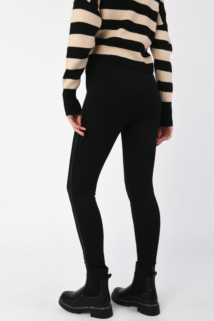 Rhinestone stripes leggings