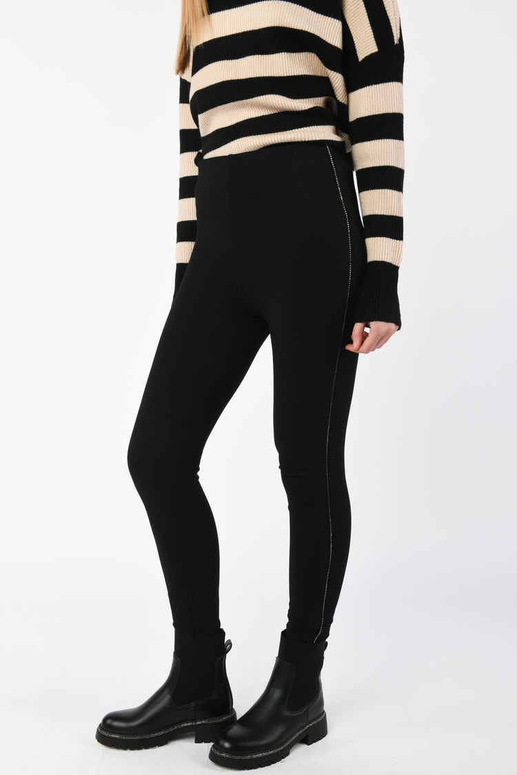 Rhinestone stripes leggings