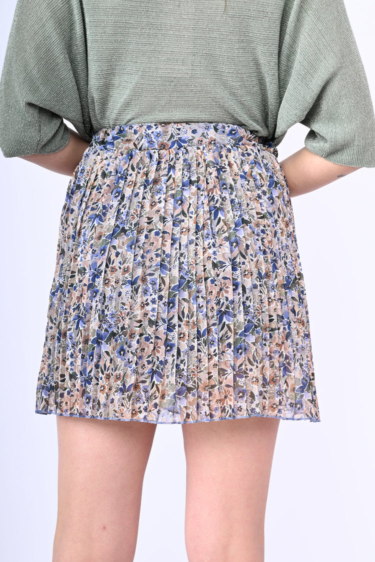 Floral print pleated miniskirt