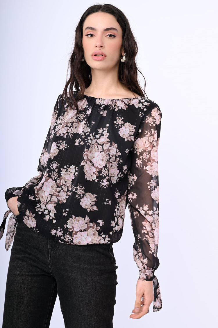 Floral print georgette blouse