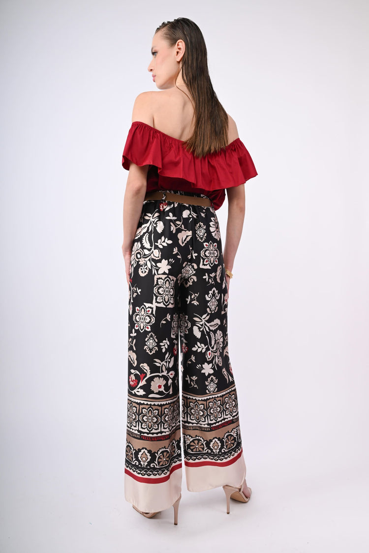 Ethnic print palazzo trousers