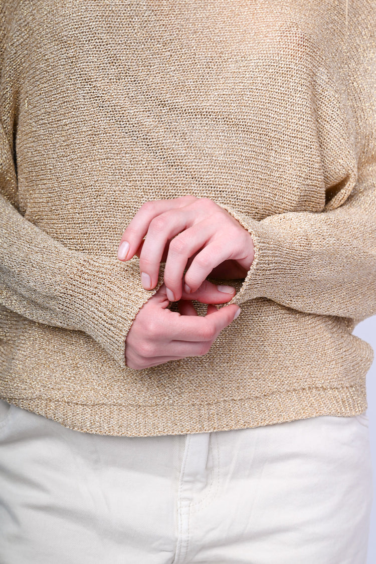 Lurex knit asymmetric sweater
