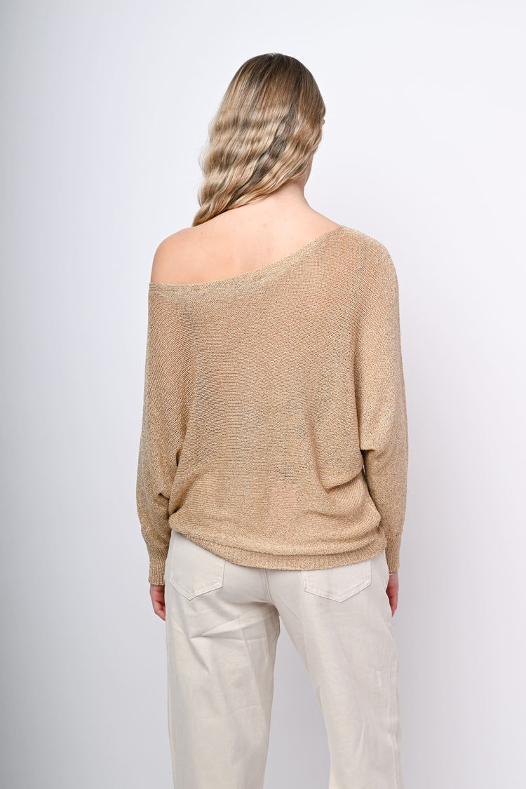 Lurex knit asymmetric sweater