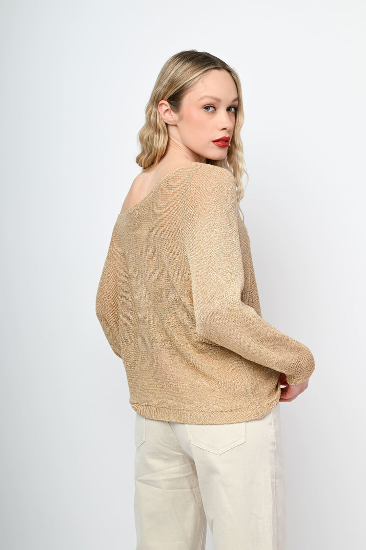 Lurex knit asymmetric sweater