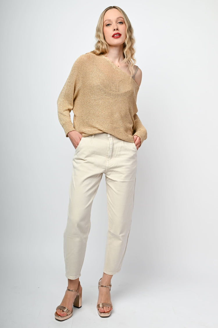 Lurex knit asymmetric sweater