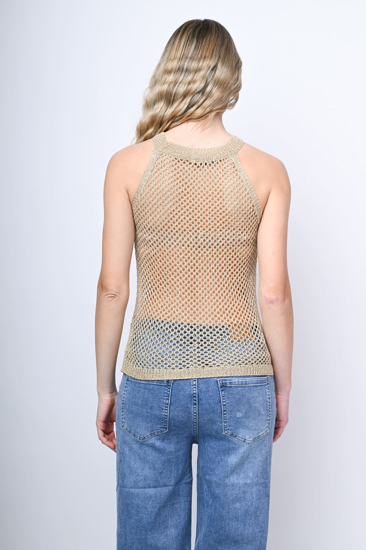 Lurex crochet knit top