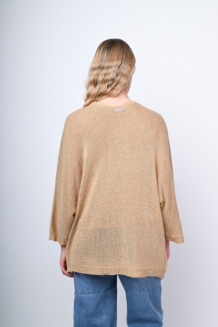 Lurex knit long cardigan