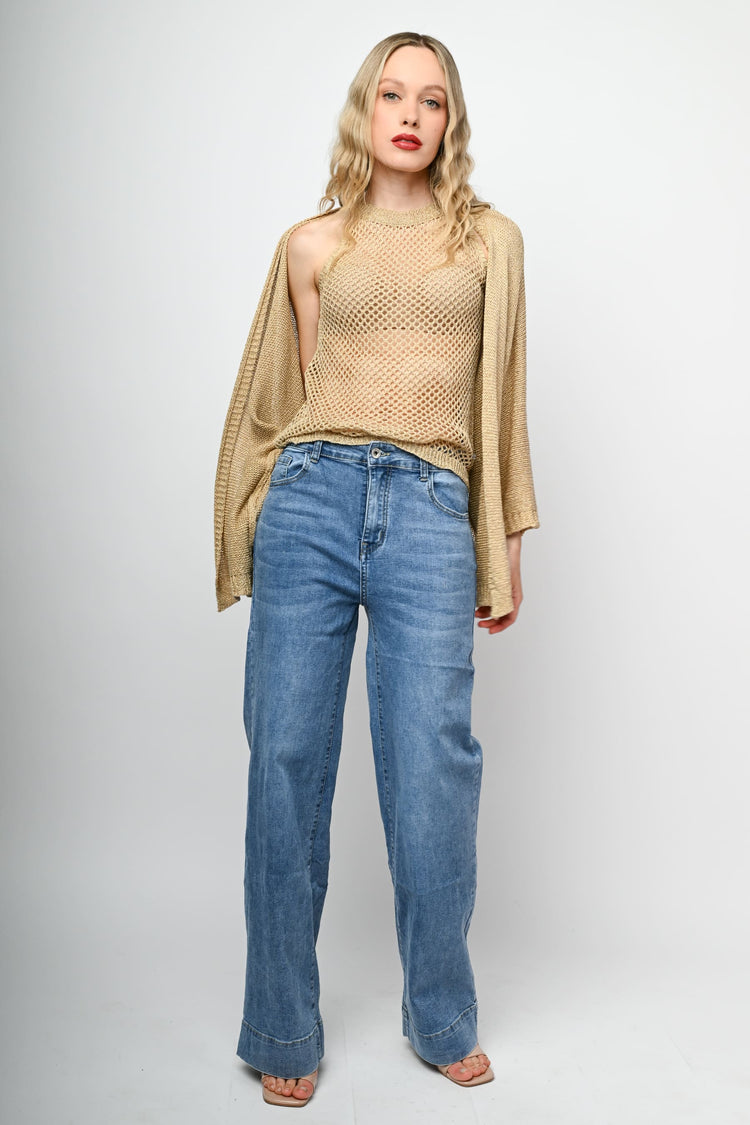 Lurex knit long cardigan