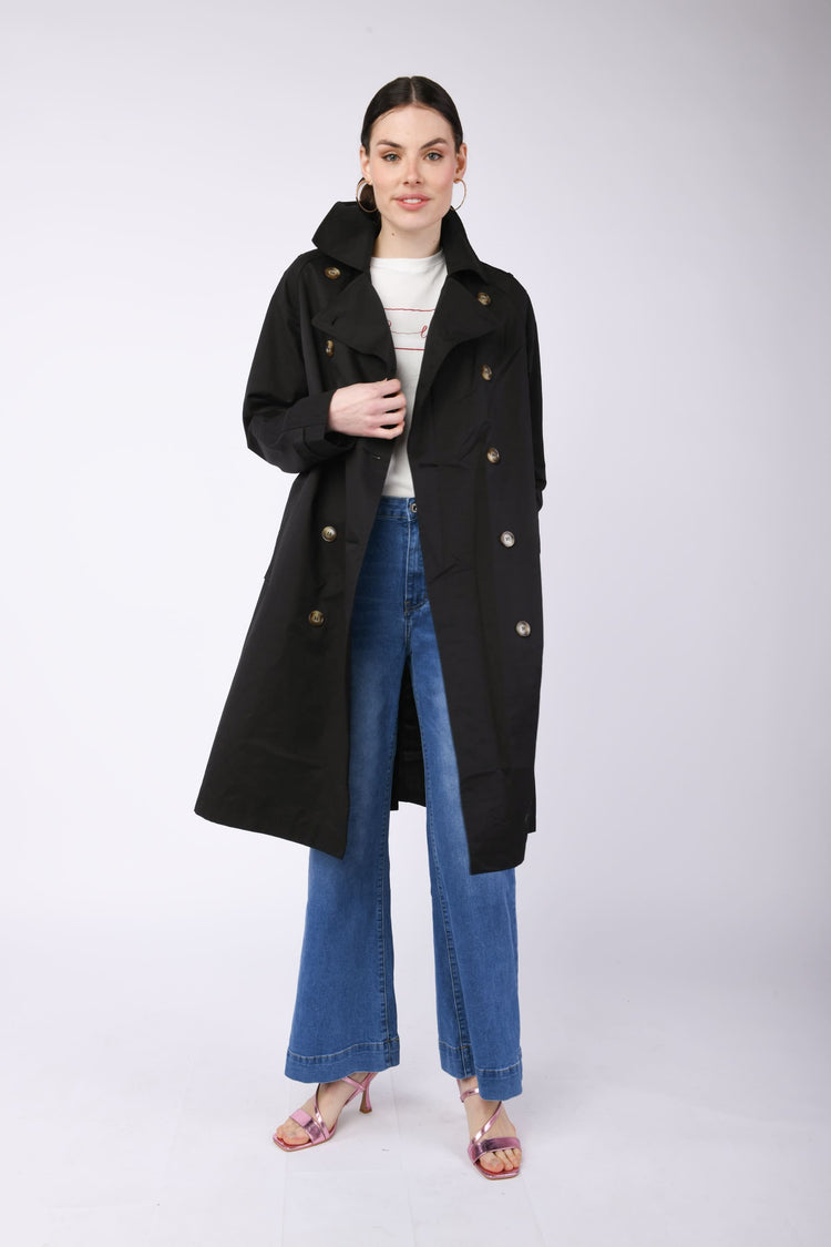 Belted double-breasted trench coat