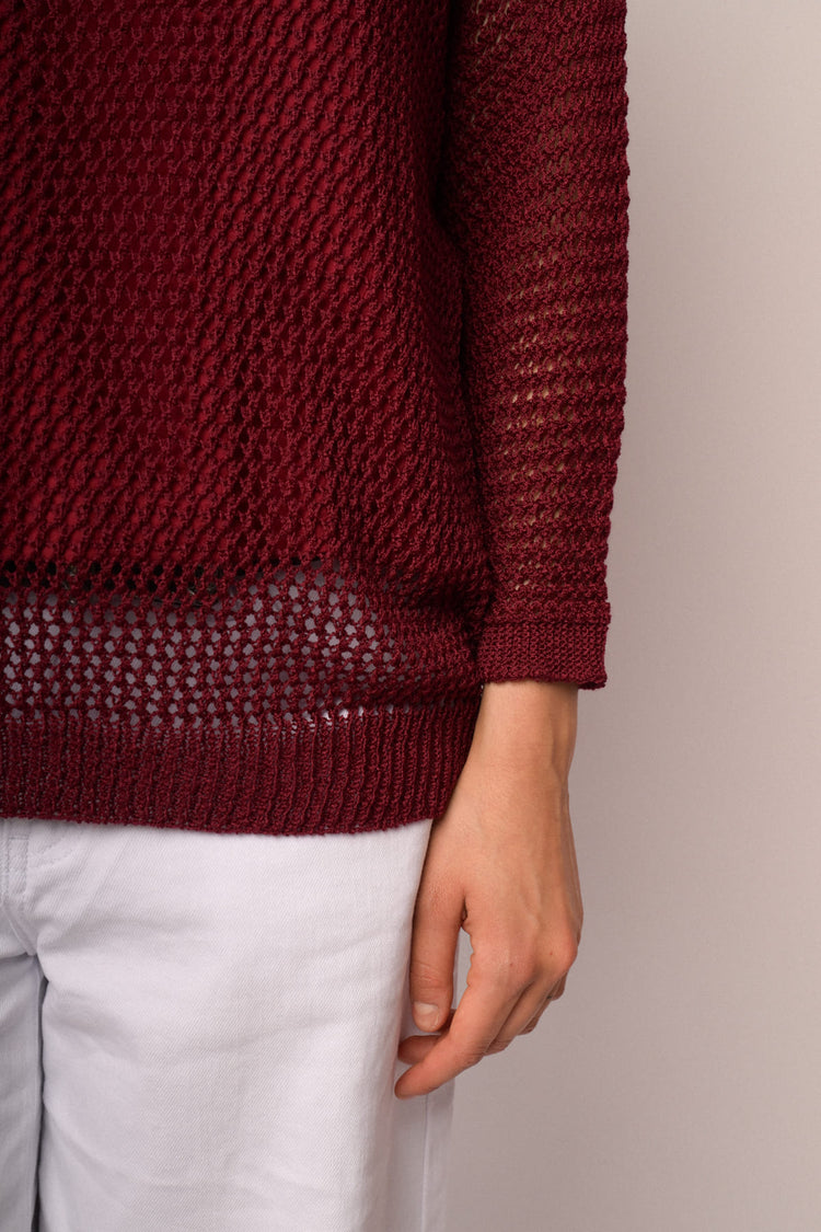 Burgundy openwork sweater