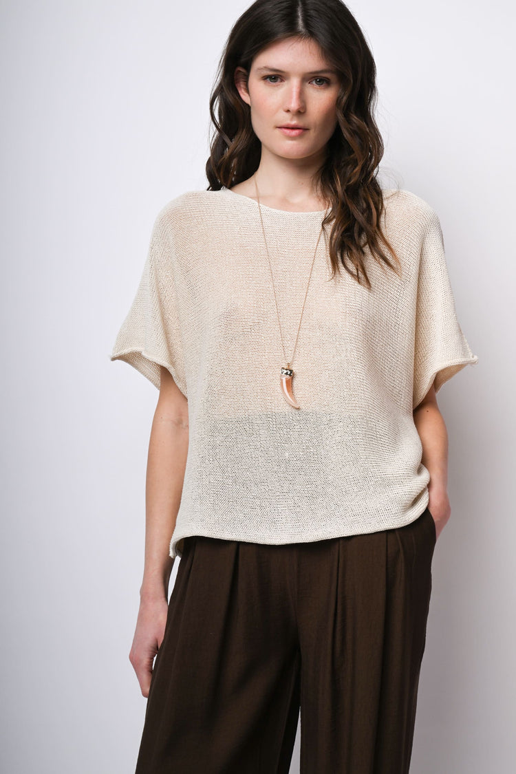 Cotton-blend knit sweater