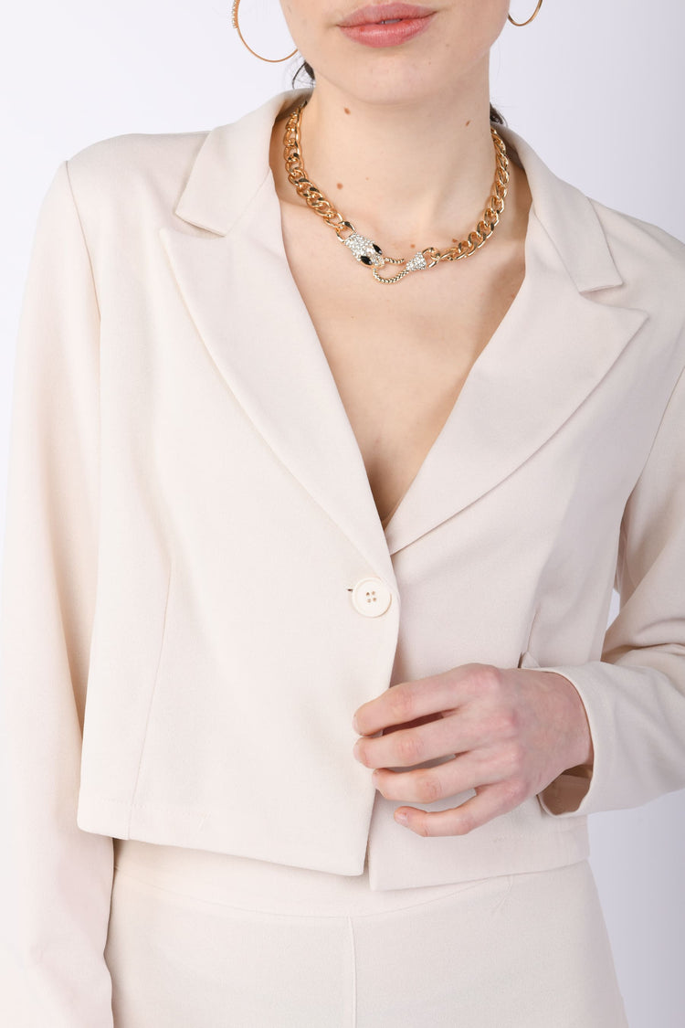 Cropped single-breasted blazer