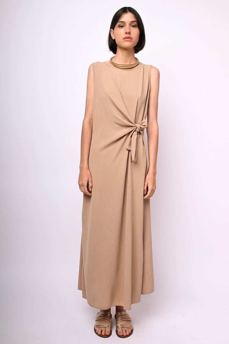 Bow-detail long dress