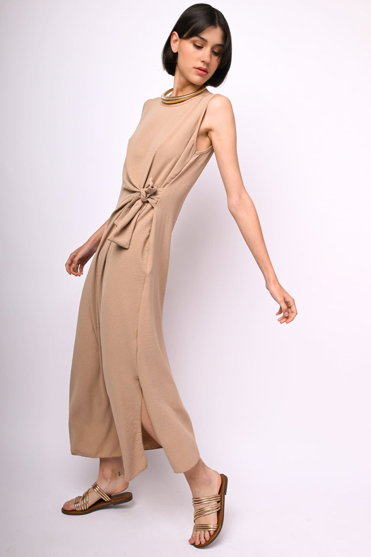 Bow-detail long dress