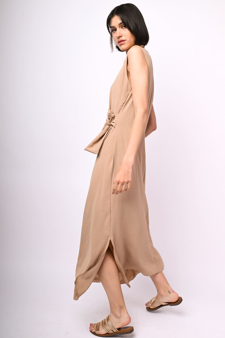 Bow-detail long dress