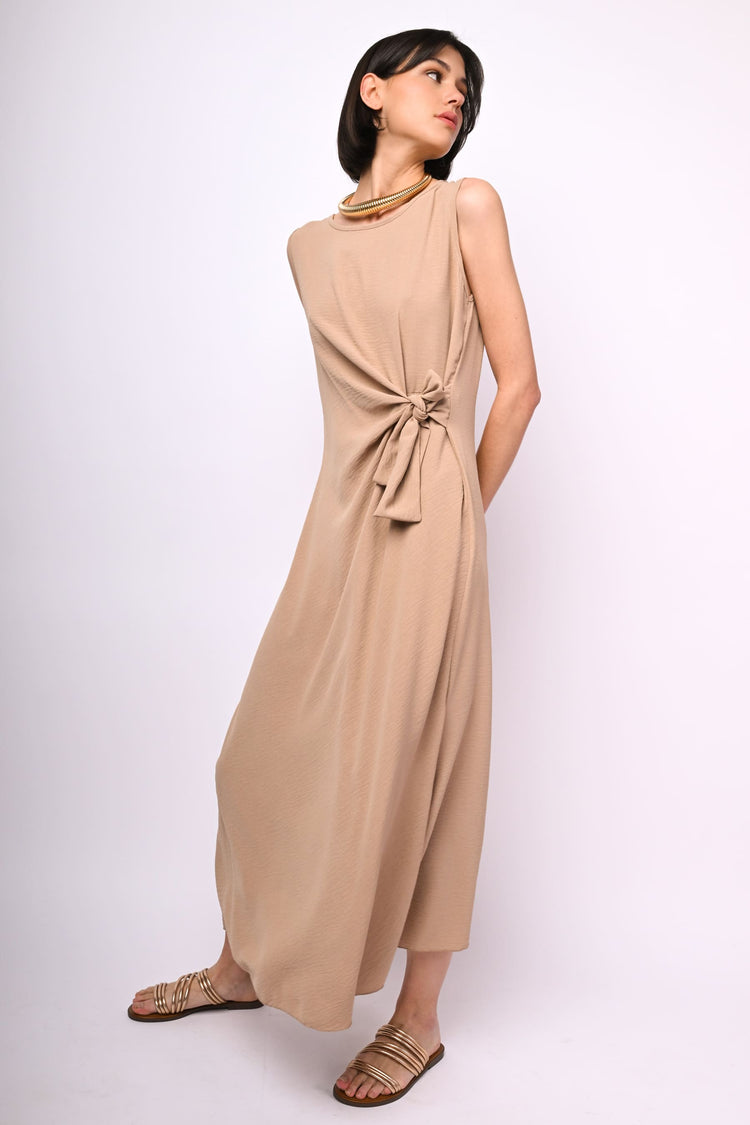 Bow-detail long dress